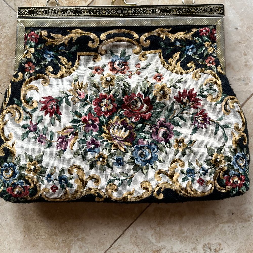 Vintage Tapestry Clasp Purse
